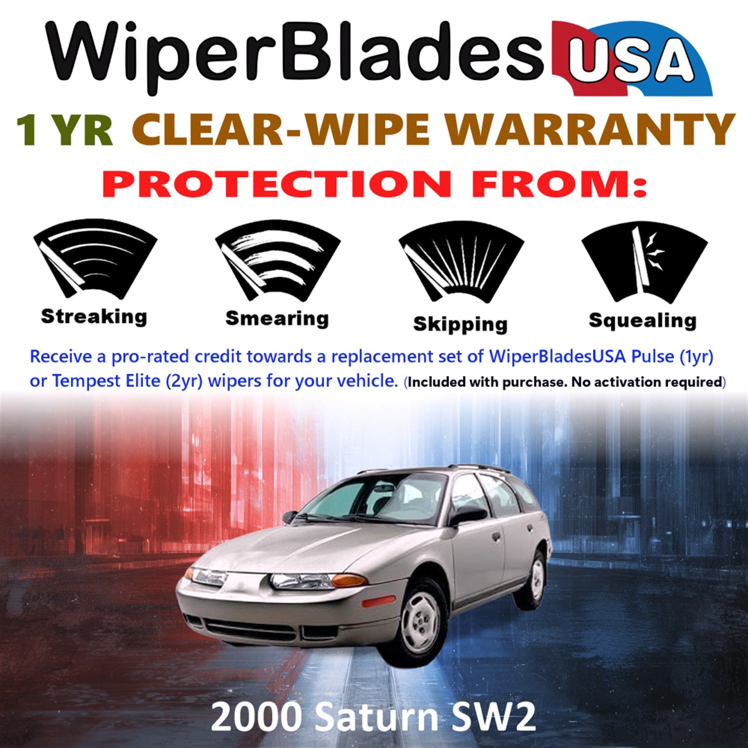 2000 Saturn SW2 Front Wiper blades Set Includes 1yr Wear Warranty & Free Delivery