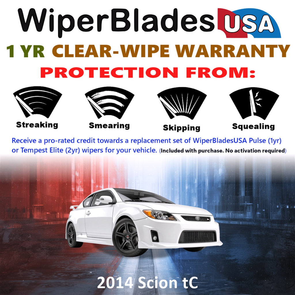 2014 Scion tC Front Wiper blades Set Includes 1yr Wear Warranty & Free Delivery