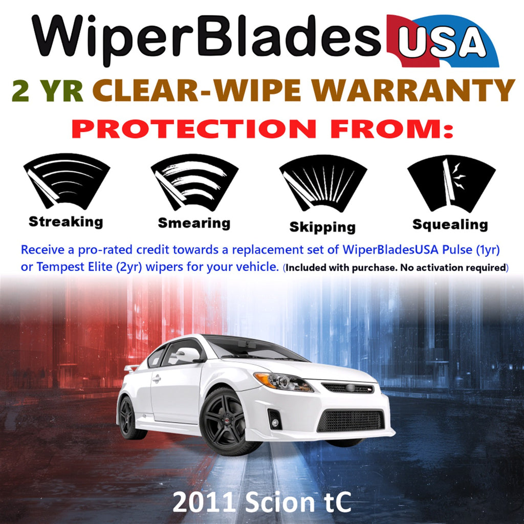 2011 Scion tC Front Wiper blades Set  Includes 2yr Wear Warranty & Free Delivery