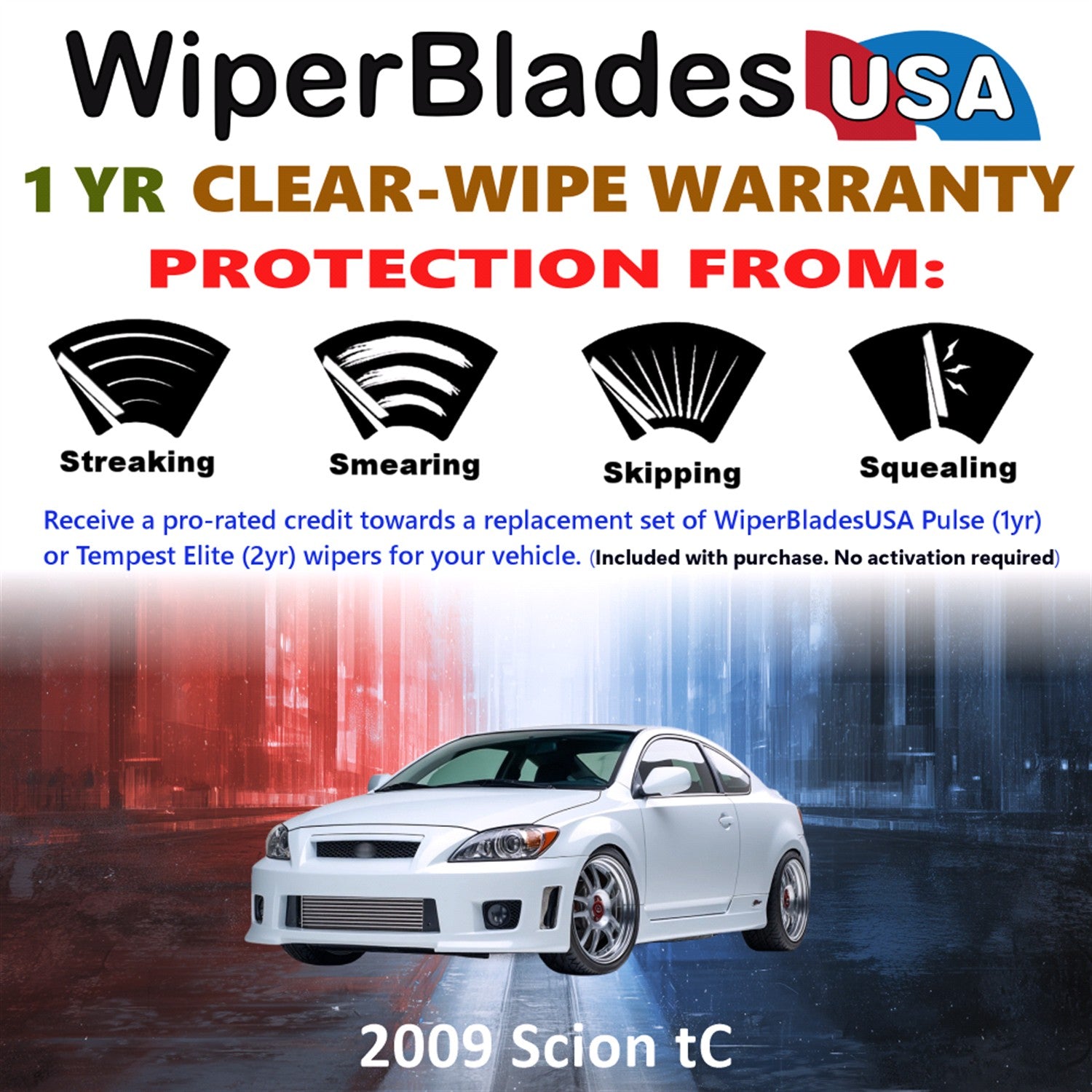 2009 Scion tC Front Wiper blades Set Includes 1yr Wear Warranty & Free Delivery