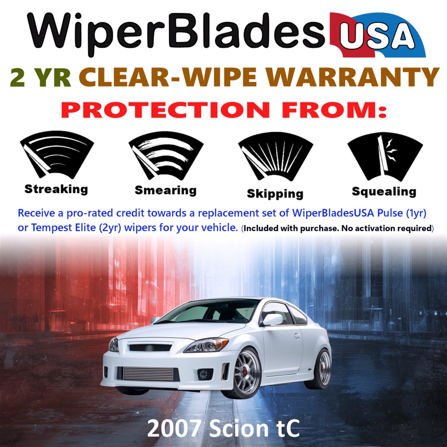 2007 Scion tC Front Wiper blades Set  Includes 2yr Wear Warranty & Free Delivery