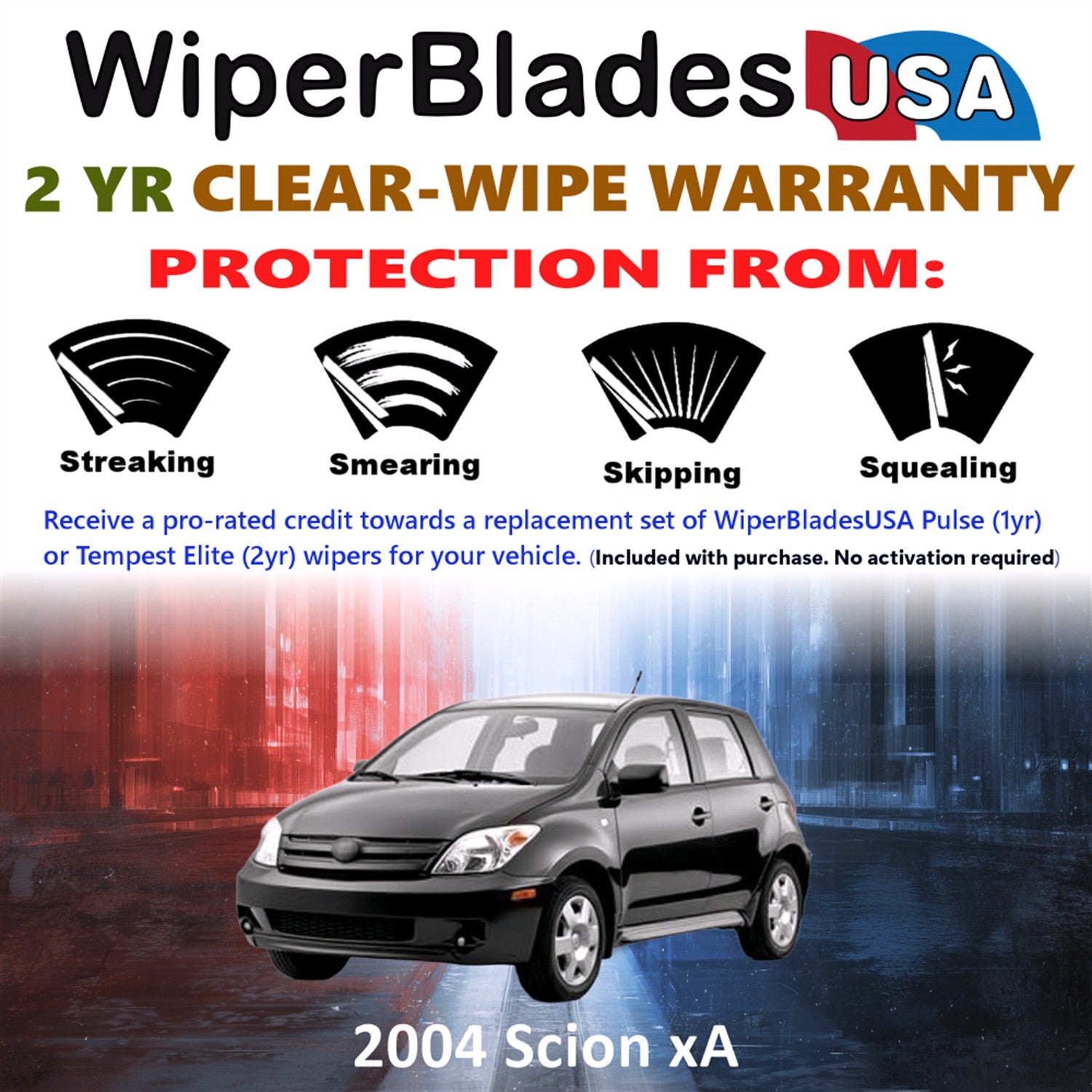 2004 Scion xA Front Wiper blades Set  Includes 2yr Wear Warranty & Free Delivery