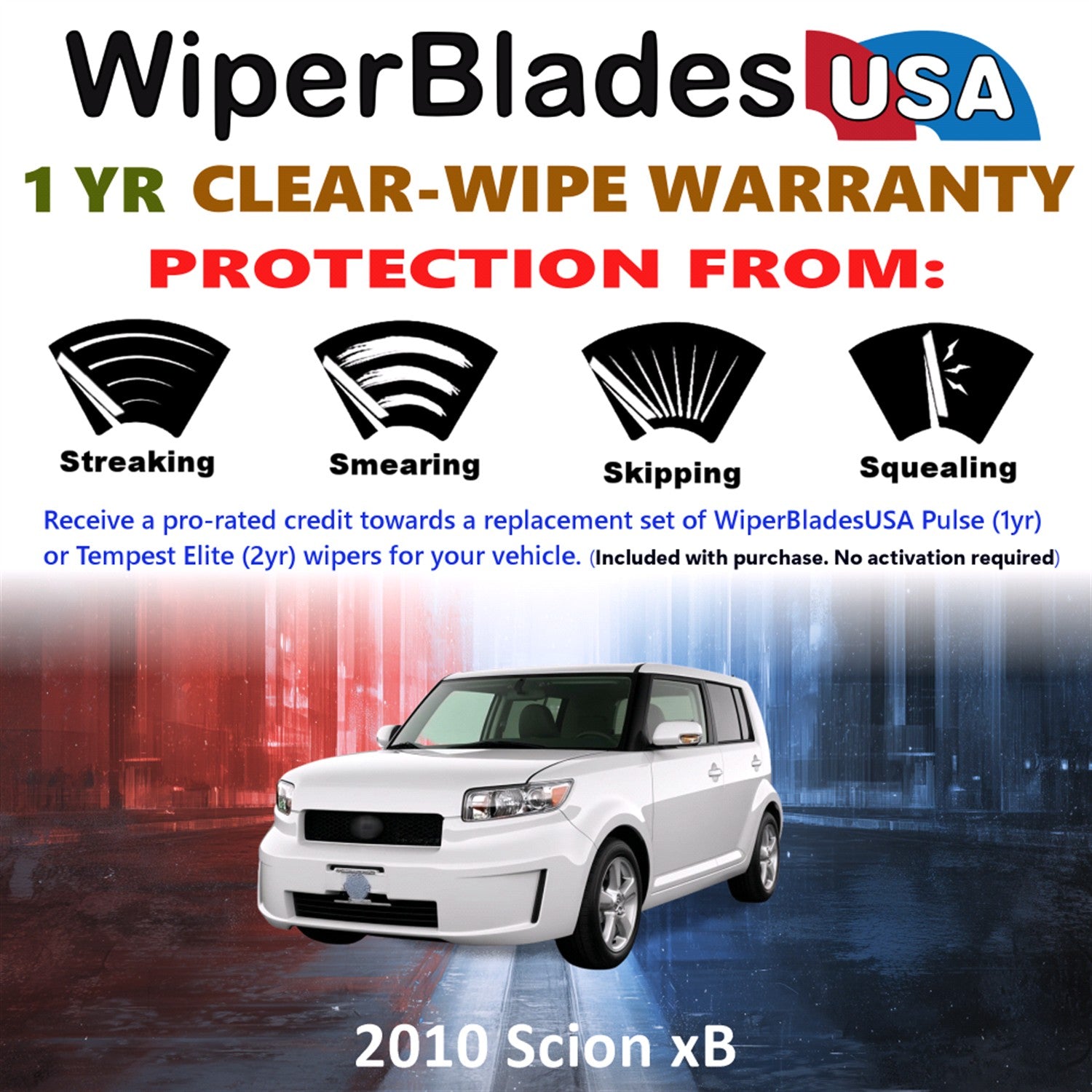2010 Scion xB Front Wiper blades Set Includes 1yr Wear Warranty & Free Delivery