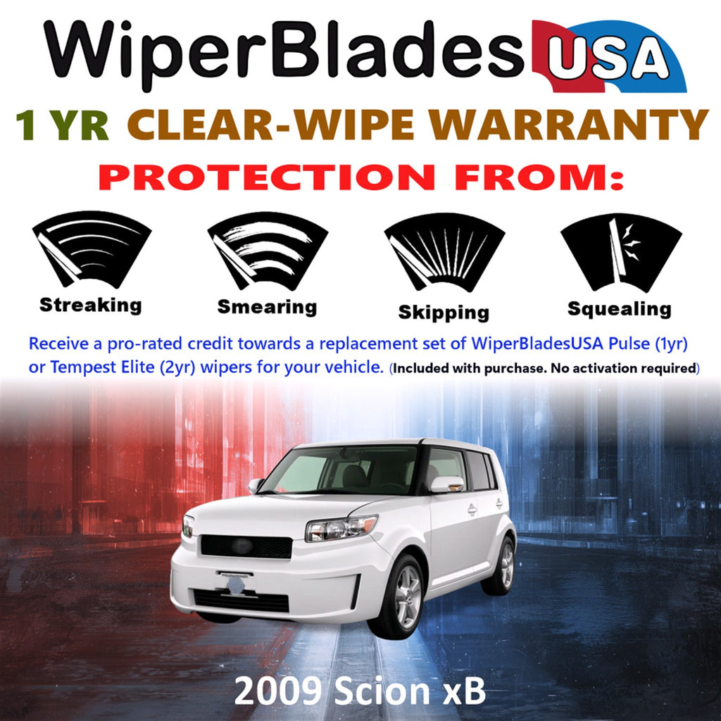 2009 Scion xB Front w/Rear Wiper blades Set Includes 1yr Wear Warranty & Free Delivery