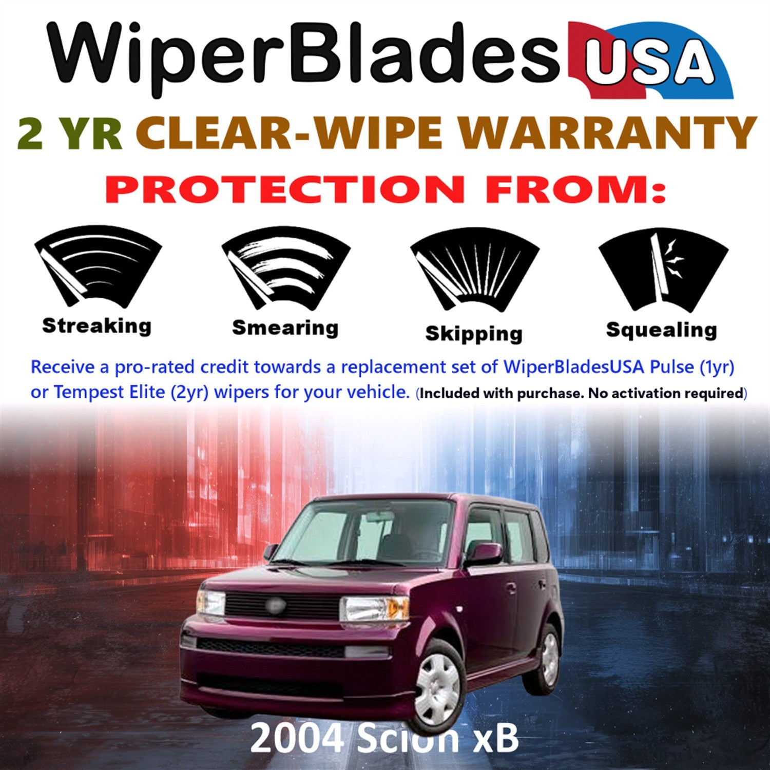 2004 Scion xB Front Wiper blades Set  Includes 2yr Wear Warranty & Free Delivery