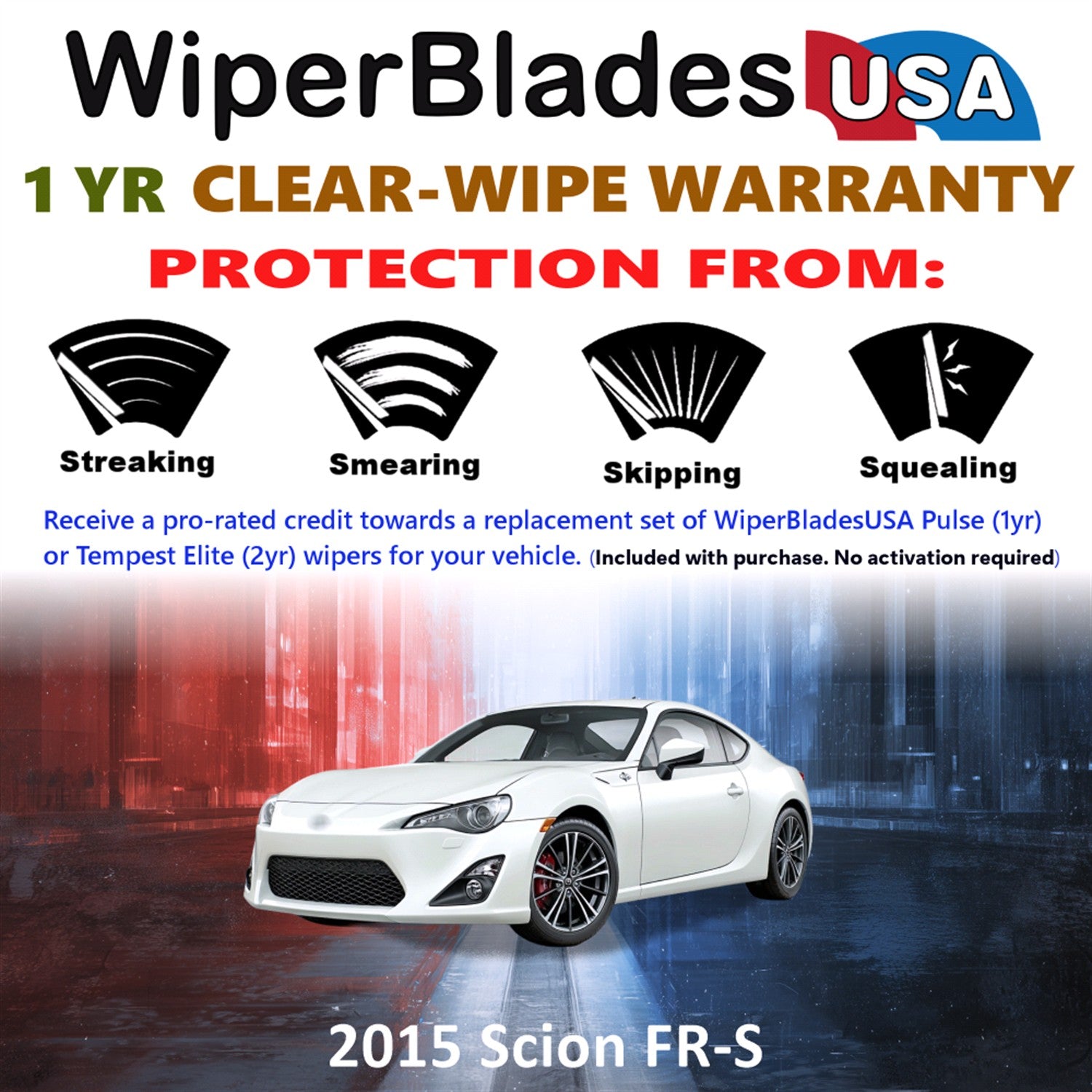 2015 Scion FR-S Front Wiper blades Set Includes 1yr Wear Warranty & Free Delivery
