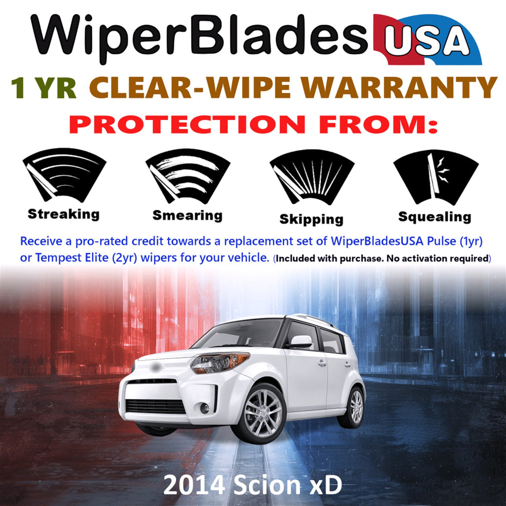2014 Scion xD Front w/Rear Wiper blades Set Includes 1yr Wear Warranty & Free Delivery