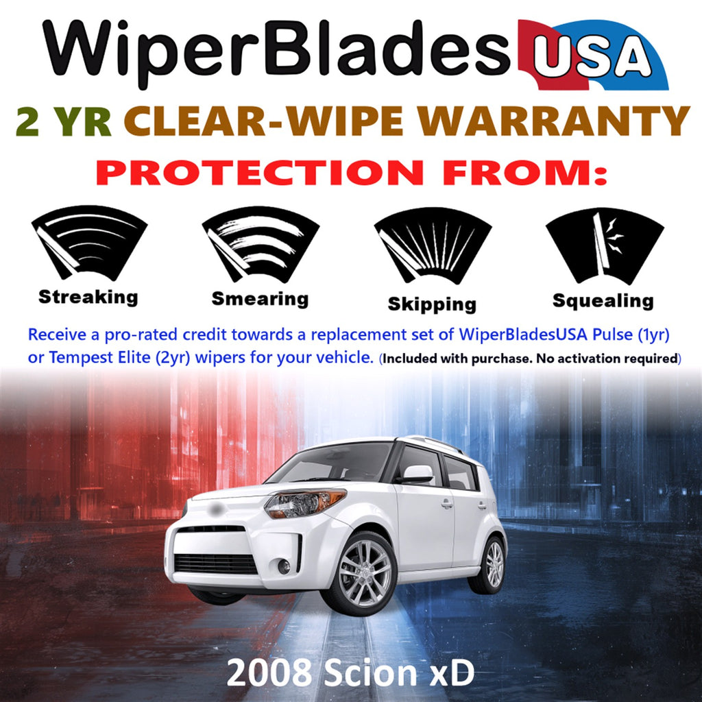 2008 Scion xD Front Wiper blades Set  Includes 2yr Wear Warranty & Free Delivery