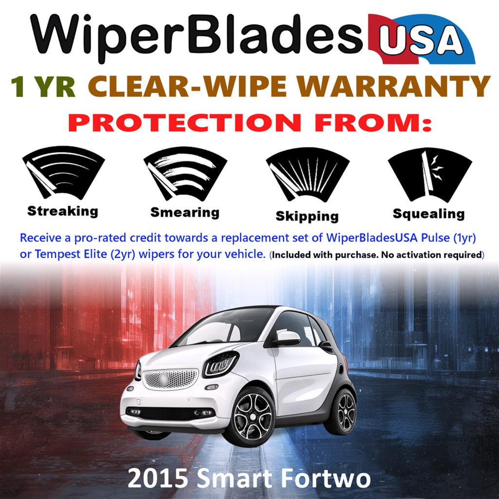 2015 Smart Fortwo Front w/Rear Wiper blades Set Includes 1yr Wear Warranty & Free Delivery