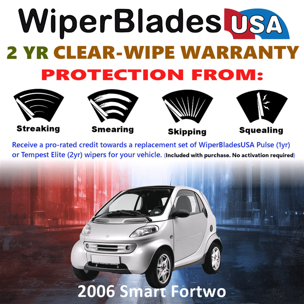 2006 Smart Fortwo Front w/Rear Wiper blades Set  Includes 2yr Wear Warranty & Free Delivery