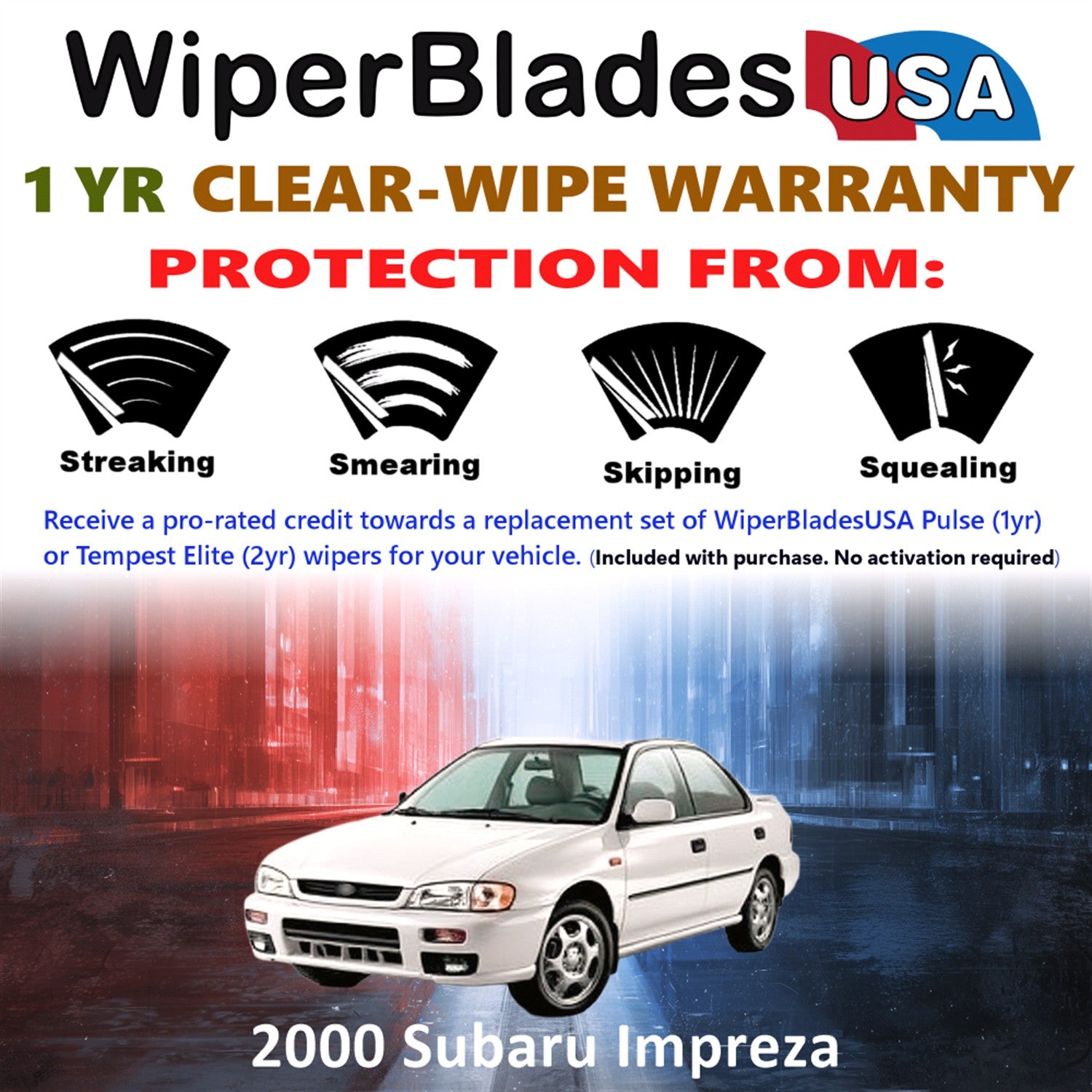 2000 Subaru Impreza Front Wiper blades Set Includes 1yr Wear Warranty & Free Delivery