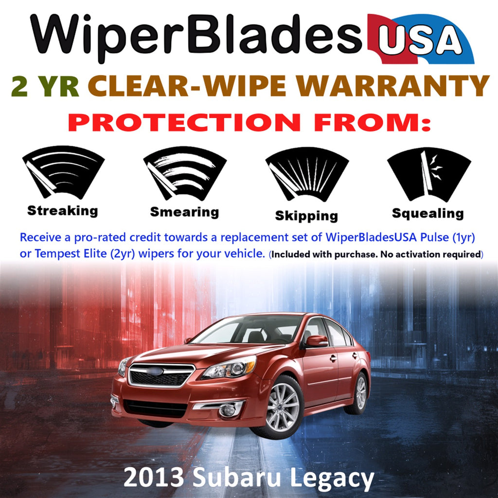 2013 Subaru Legacy Front Wiper blades Set  Includes 2yr Wear Warranty & Free Delivery