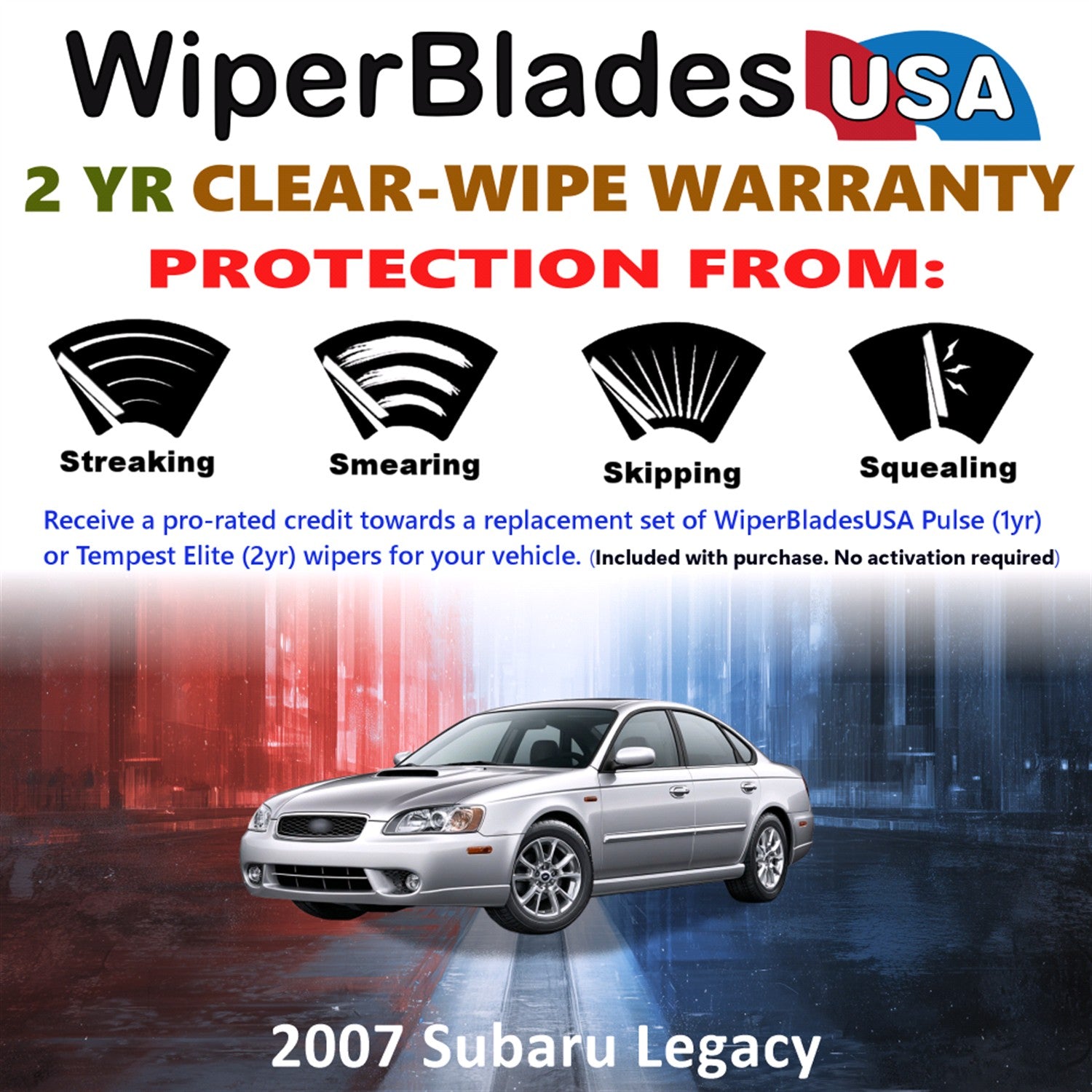 2007 Subaru Legacy Front Wiper blades Set  Includes 2yr Wear Warranty & Free Delivery