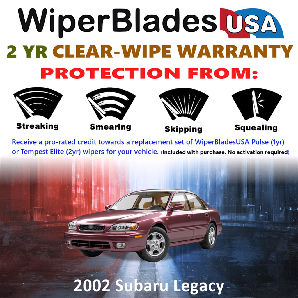 2002 Subaru Legacy Front Wiper blades Set  Includes 2yr Wear Warranty & Free Delivery