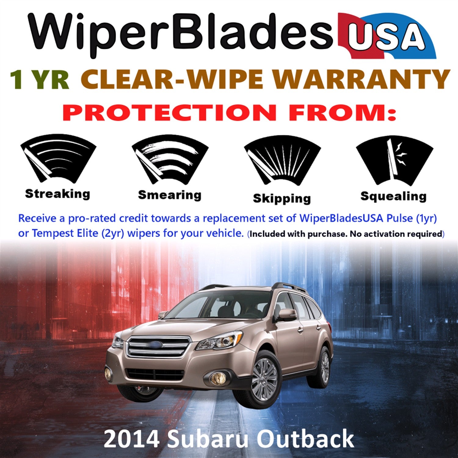 2014 Subaru Outback Front Wiper blades Set Includes 1yr Wear Warranty & Free Delivery
