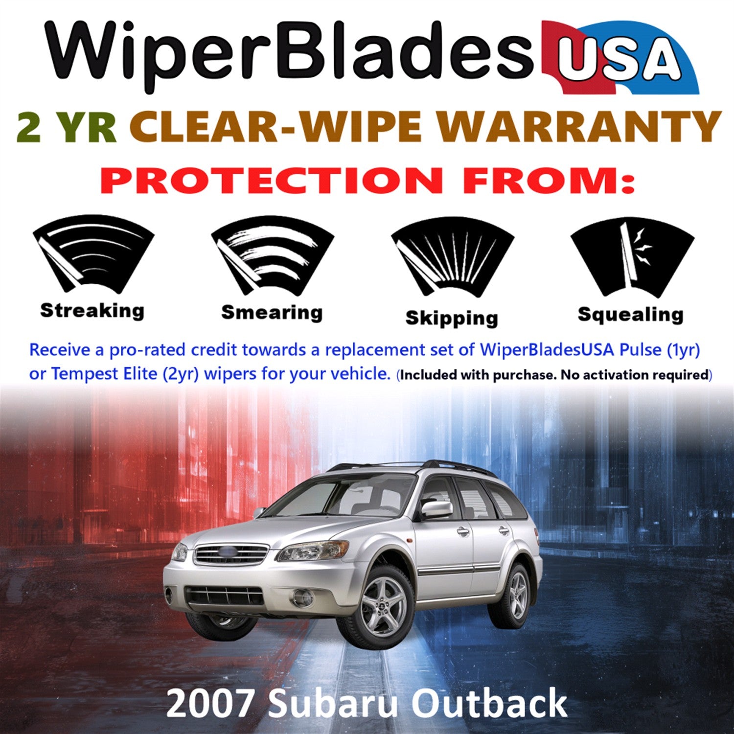 2007 Subaru Outback Front Wiper blades Set  Includes 2yr Wear Warranty & Free Delivery
