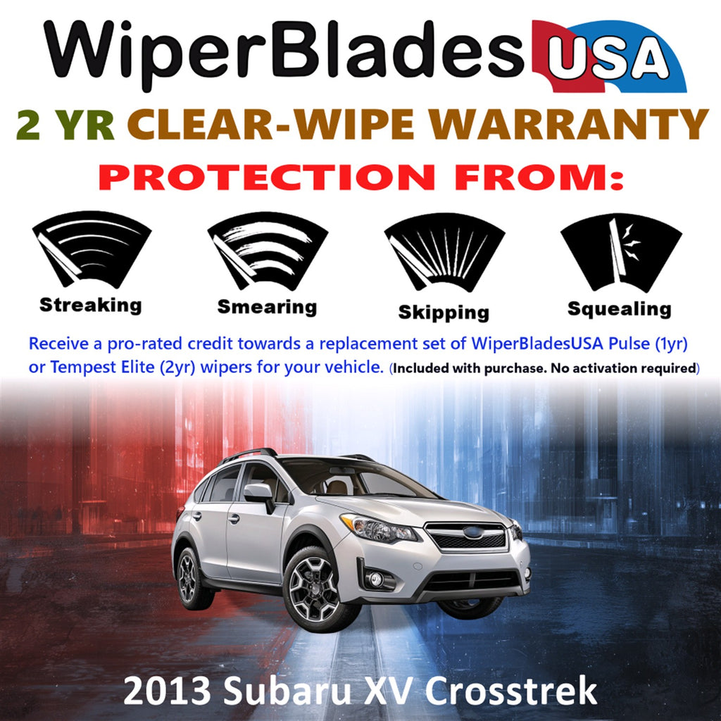 2013 Subaru XV Crosstrek Front w/Rear Wiper blades Set  Includes 2yr Wear Warranty & Free Delivery