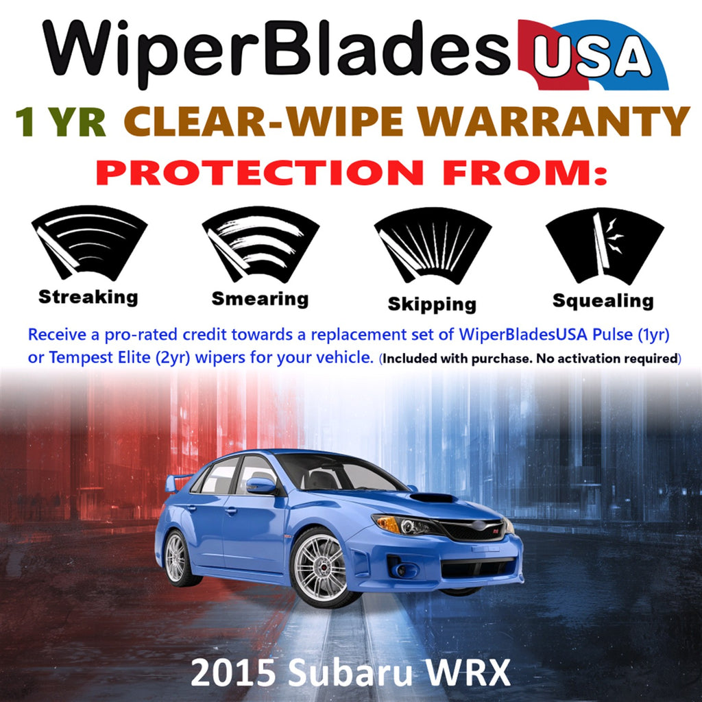 2015 Subaru WRX Front Wiper blades Set Includes 1yr Wear Warranty & Free Delivery