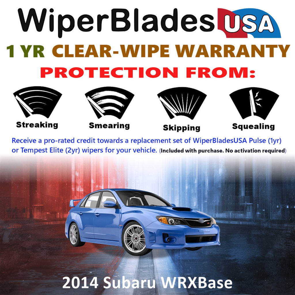 2014 Subaru WRX Base Front w/Rear Wiper blades Set Includes 1yr Wear Warranty & Free Delivery