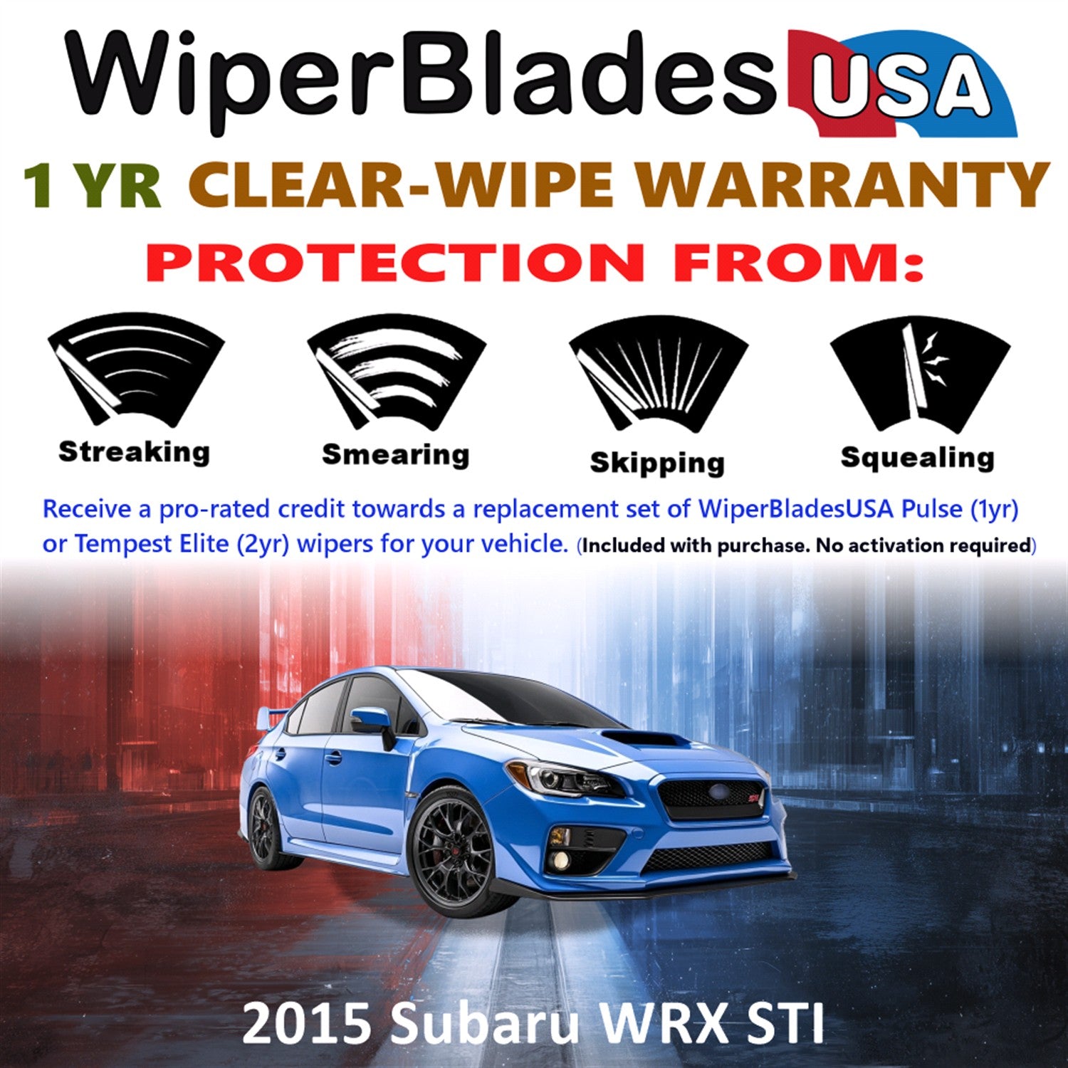 2015 Subaru WRX STI Front Wiper blades Set Includes 1yr Wear Warranty & Free Delivery