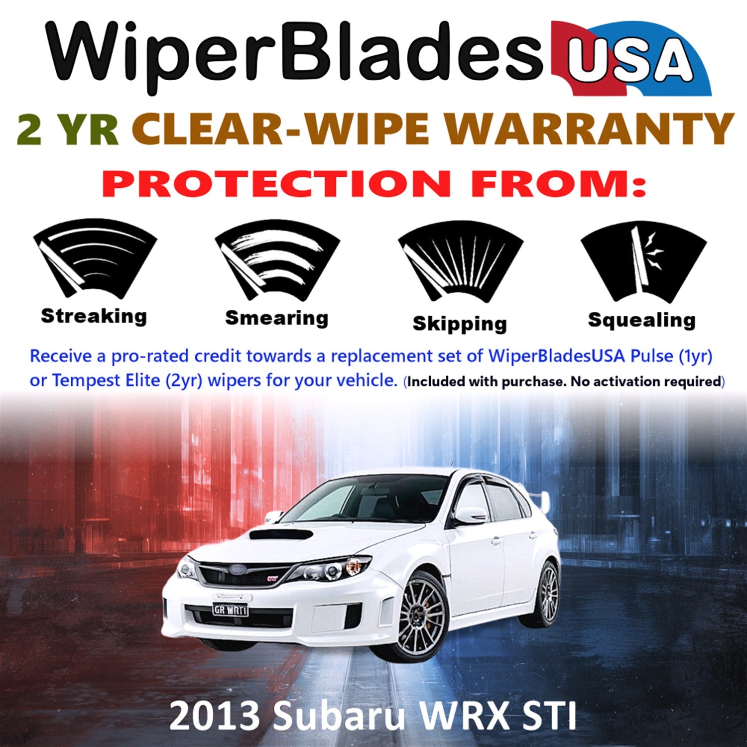 2013 Subaru WRX STI Front Wiper blades Set  Includes 2yr Wear Warranty & Free Delivery