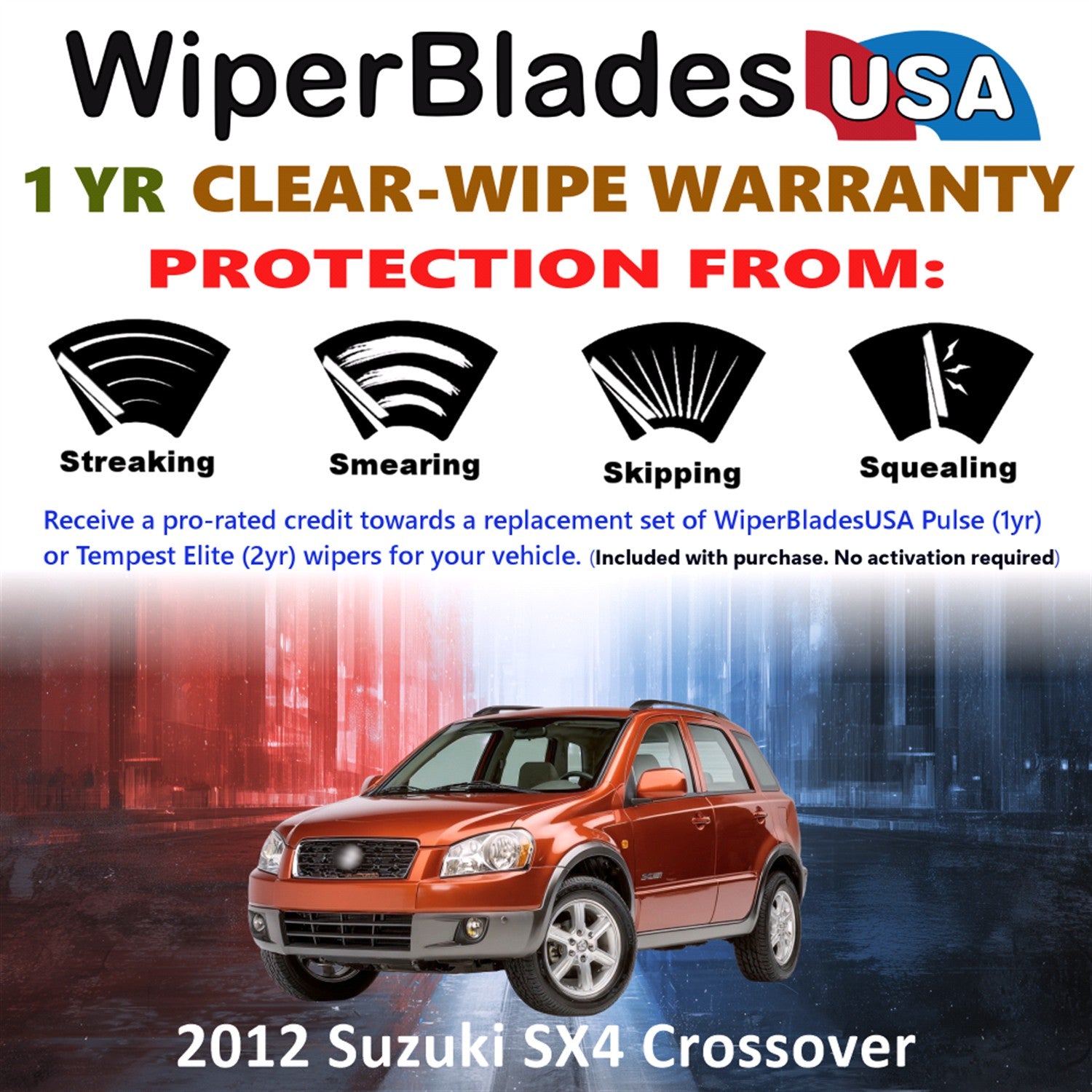 2012 Suzuki SX4 Crossover Front Wiper blades Set Includes 1yr Wear Warranty & Free Delivery