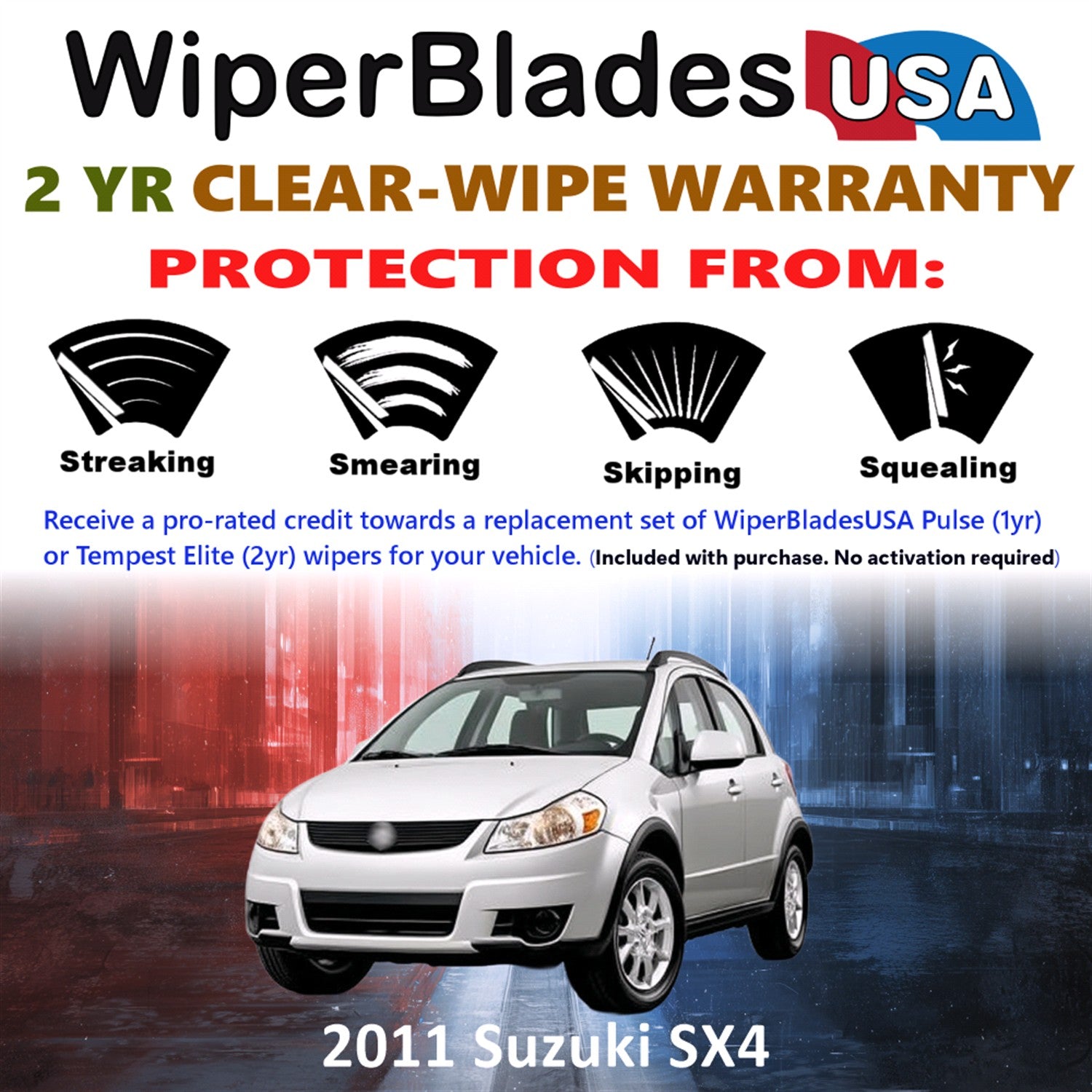 2011 Suzuki SX4 Front Wiper blades Set  Includes 2yr Wear Warranty & Free Delivery