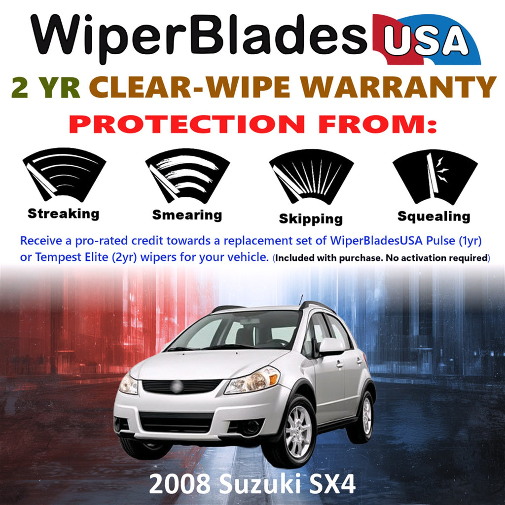 2008 Suzuki SX4 Front w/Rear Wiper blades Set  Includes 2yr Wear Warranty & Free Delivery