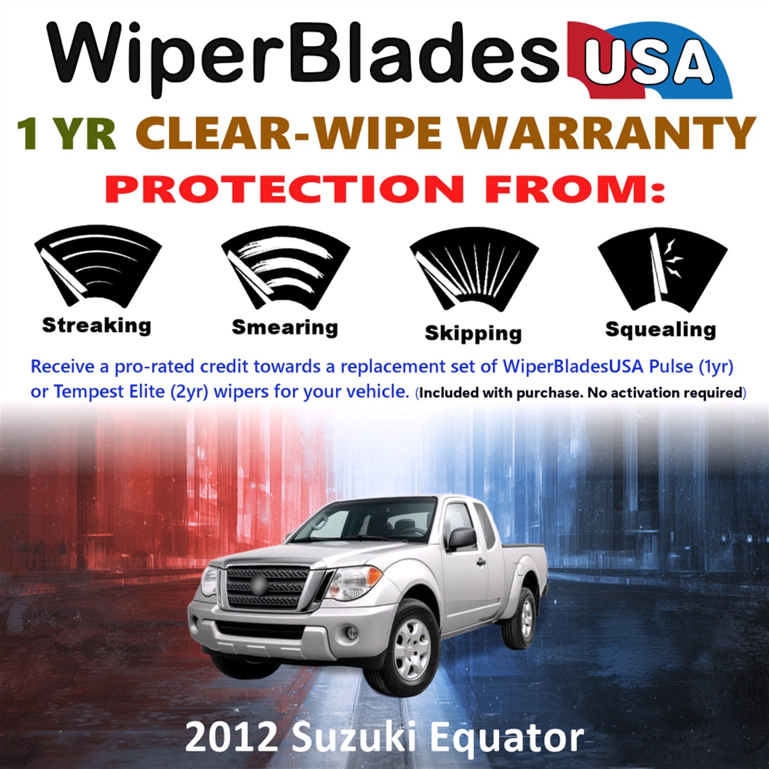 2012 Suzuki Equator Front Wiper blades Set Includes 1yr Wear Warranty & Free Delivery