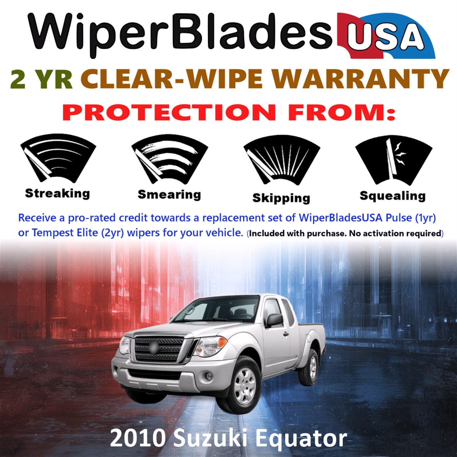 2010 Suzuki Equator Front Wiper blades Set  Includes 2yr Wear Warranty & Free Delivery