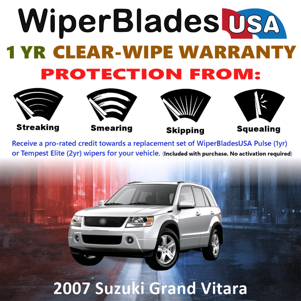 2007 Suzuki Grand Vitara Front w/Rear Wiper blades Set Includes 1yr Wear Warranty & Free Delivery