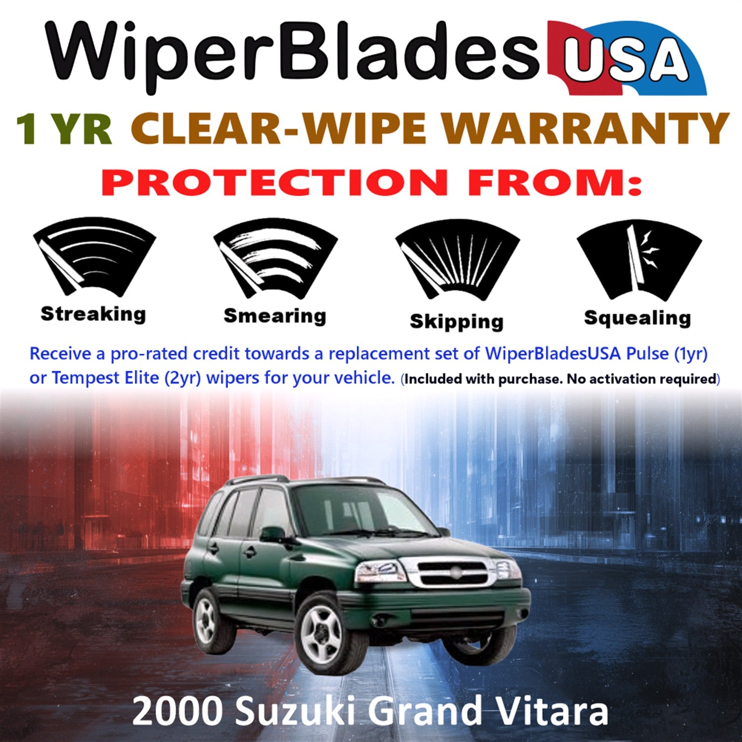 2000 Suzuki Grand Vitara Front Wiper blades Set Includes 1yr Wear Warranty & Free Delivery