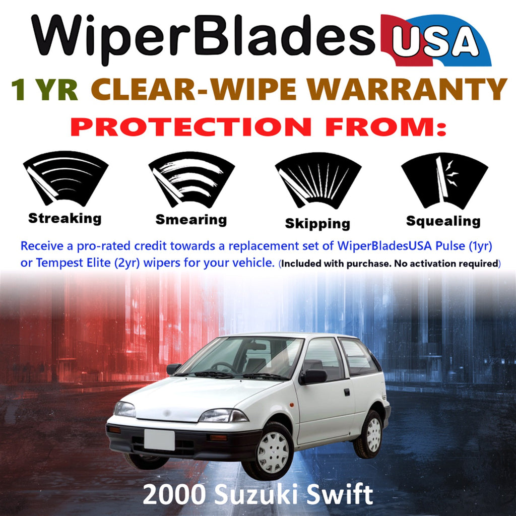 2000 Suzuki Swift Front w/Rear Wiper blades Set Includes 1yr Wear Warranty & Free Delivery