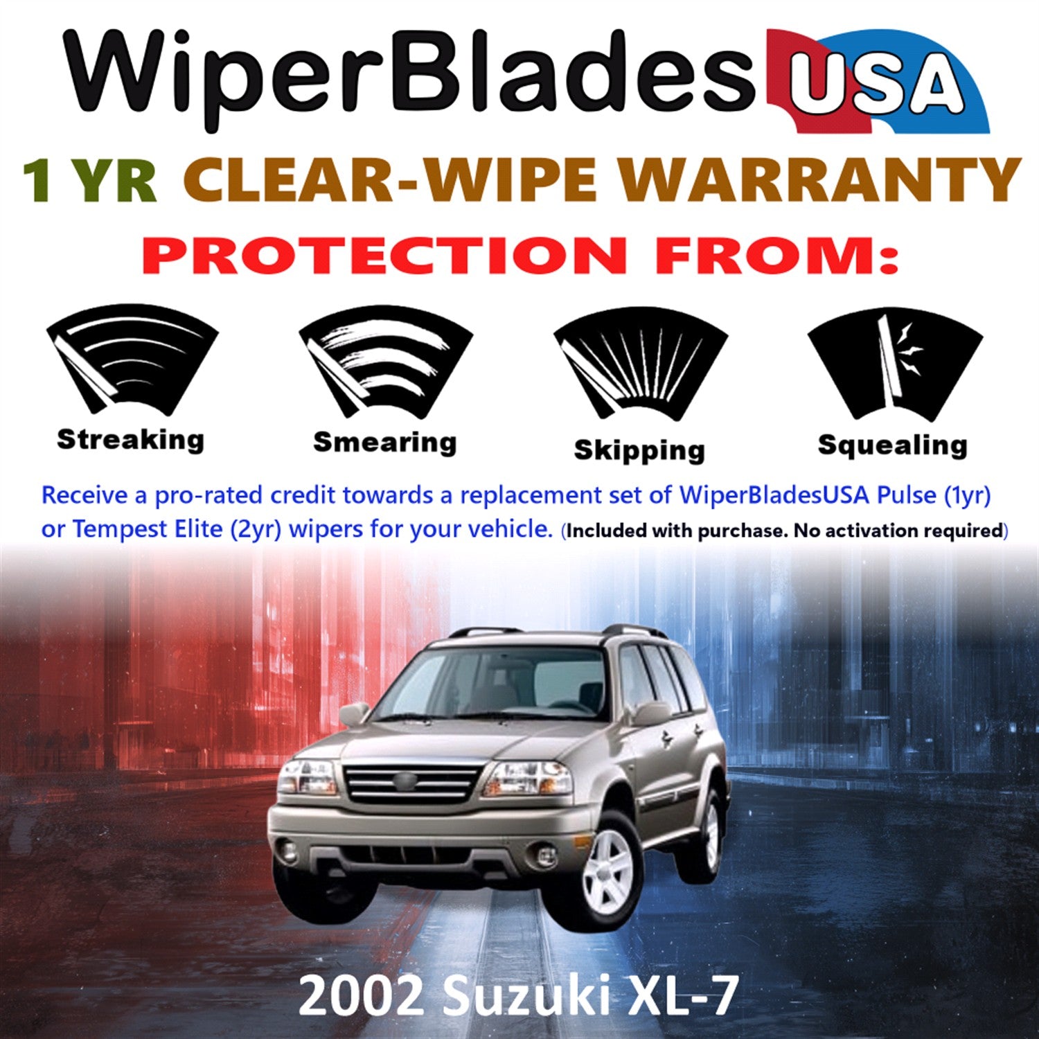 2002 Suzuki XL-7 Front Wiper blades Set Includes 1yr Wear Warranty & Free Delivery
