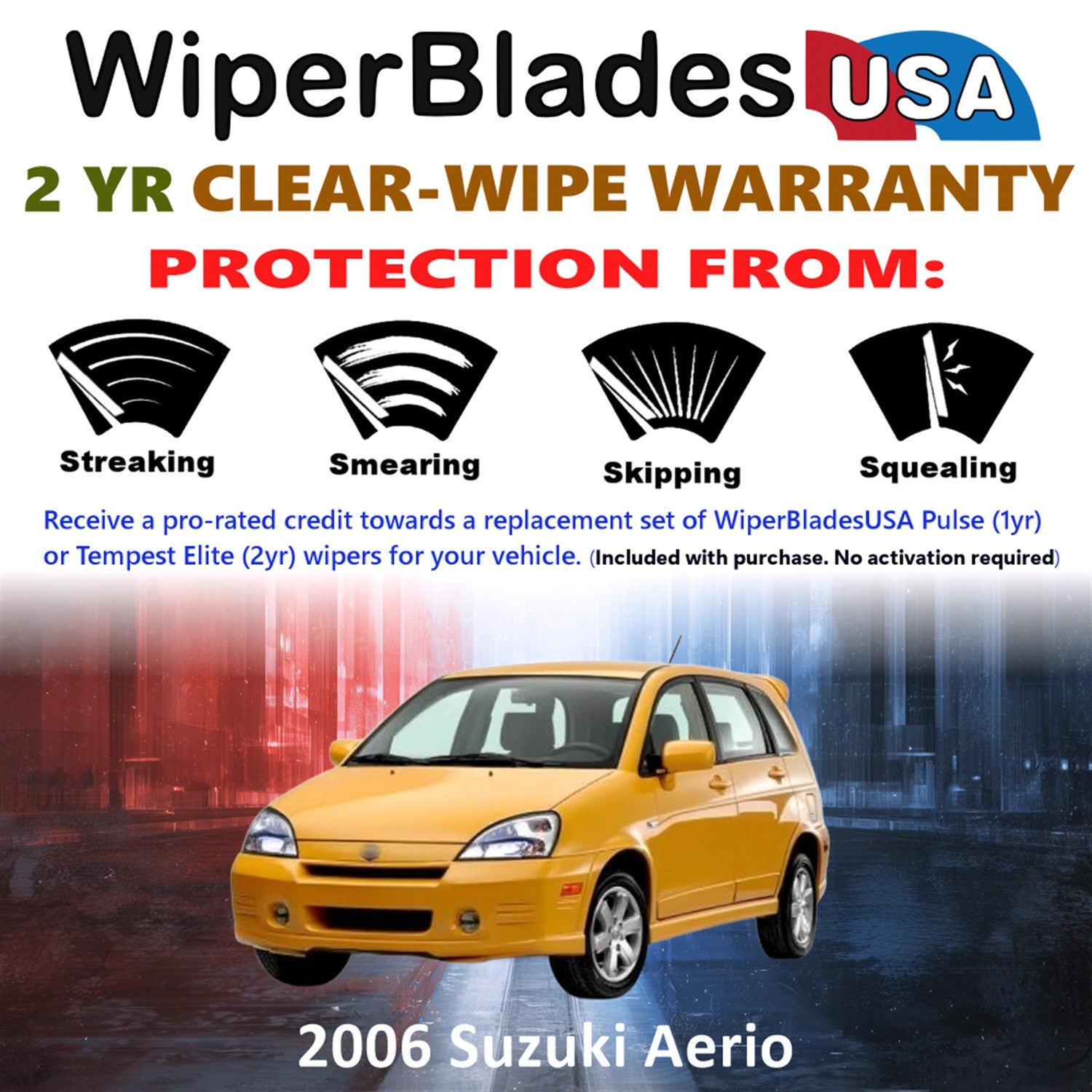 2006 Suzuki Aerio Front Wiper blades Set  Includes 2yr Wear Warranty & Free Delivery