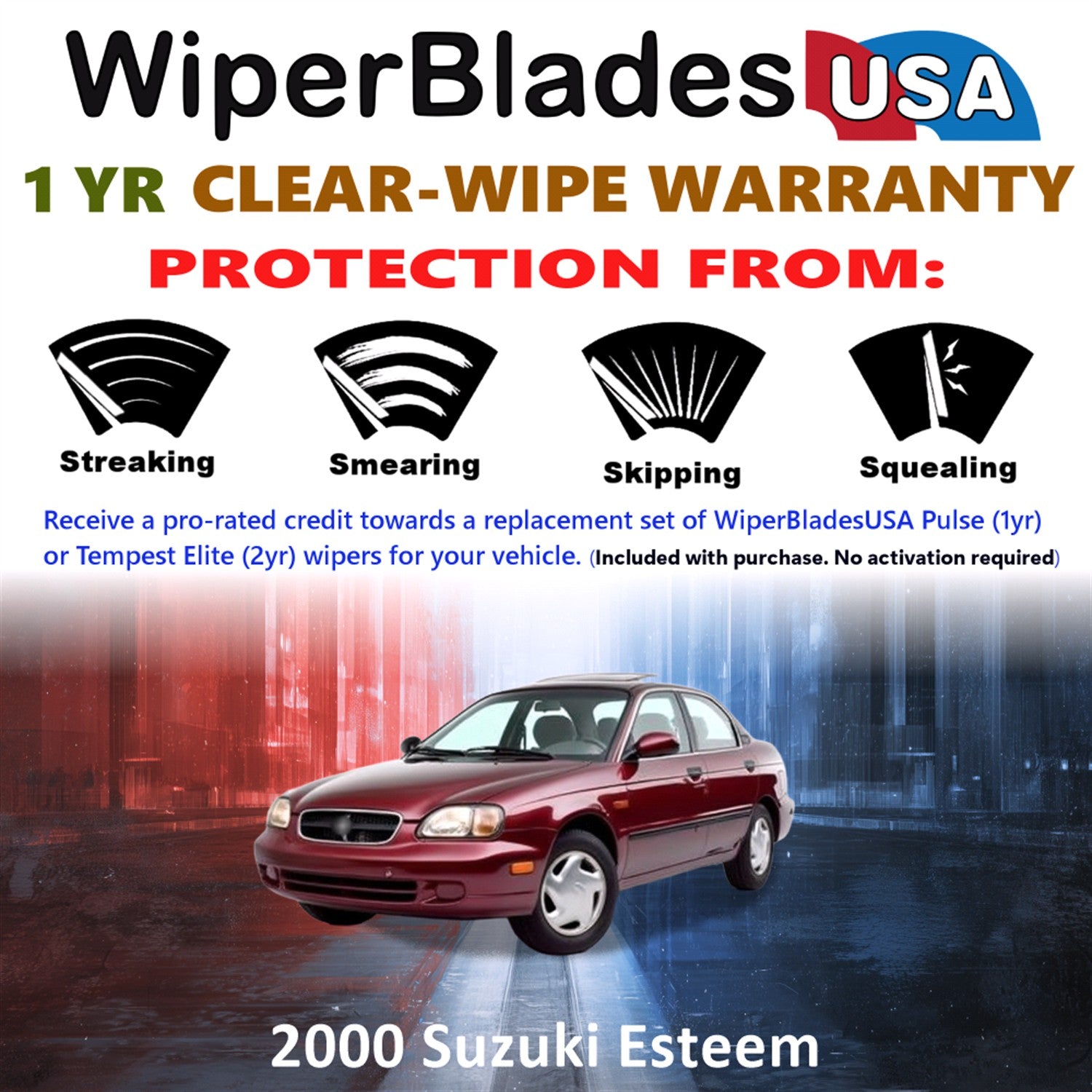 2000 Suzuki Esteem Front Wiper blades Set Includes 1yr Wear Warranty & Free Delivery