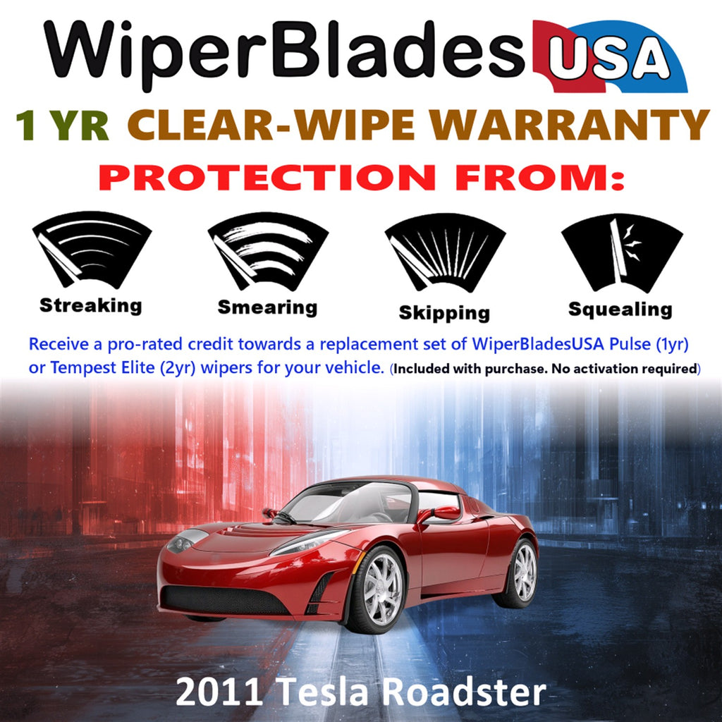 2011 Tesla Roadster Front Wiper blades Set Includes 1yr Wear Warranty & Free Delivery