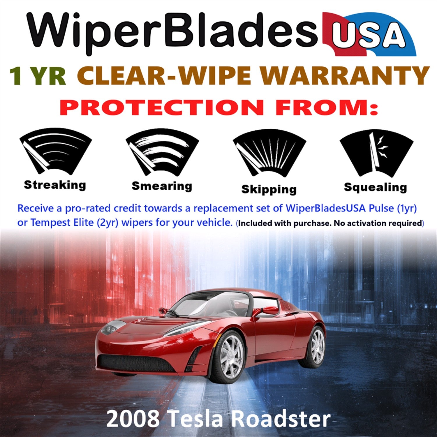 2008 Tesla Roadster Front Wiper blades Set Includes 1yr Wear Warranty & Free Delivery