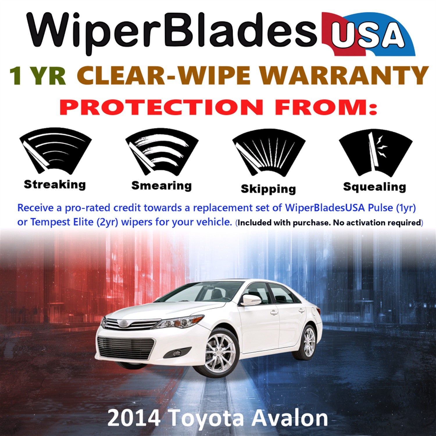 2014 Toyota Avalon Front Wiper blades Set Includes 1yr Wear Warranty & Free Delivery