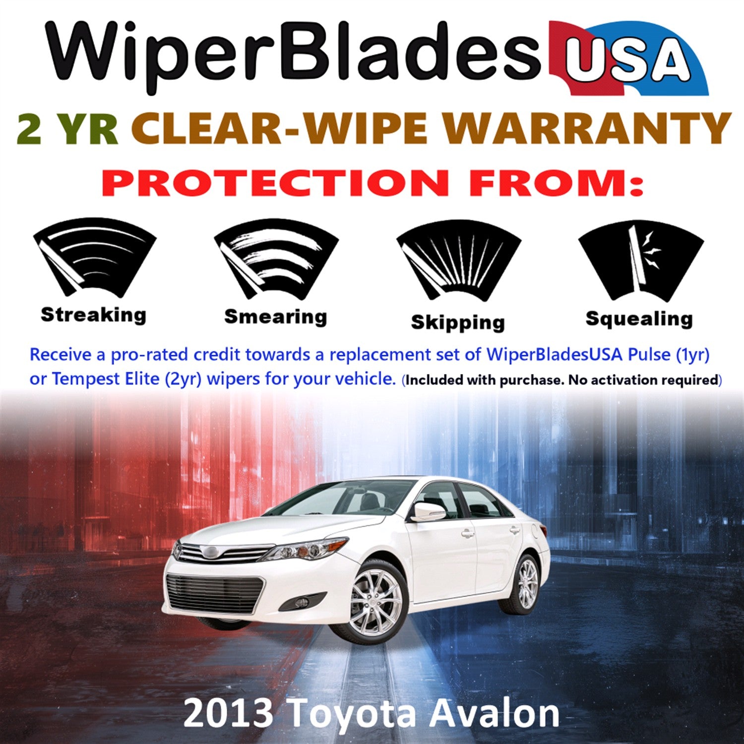2013 Toyota Avalon Front Wiper blades Set  Includes 2yr Wear Warranty & Free Delivery