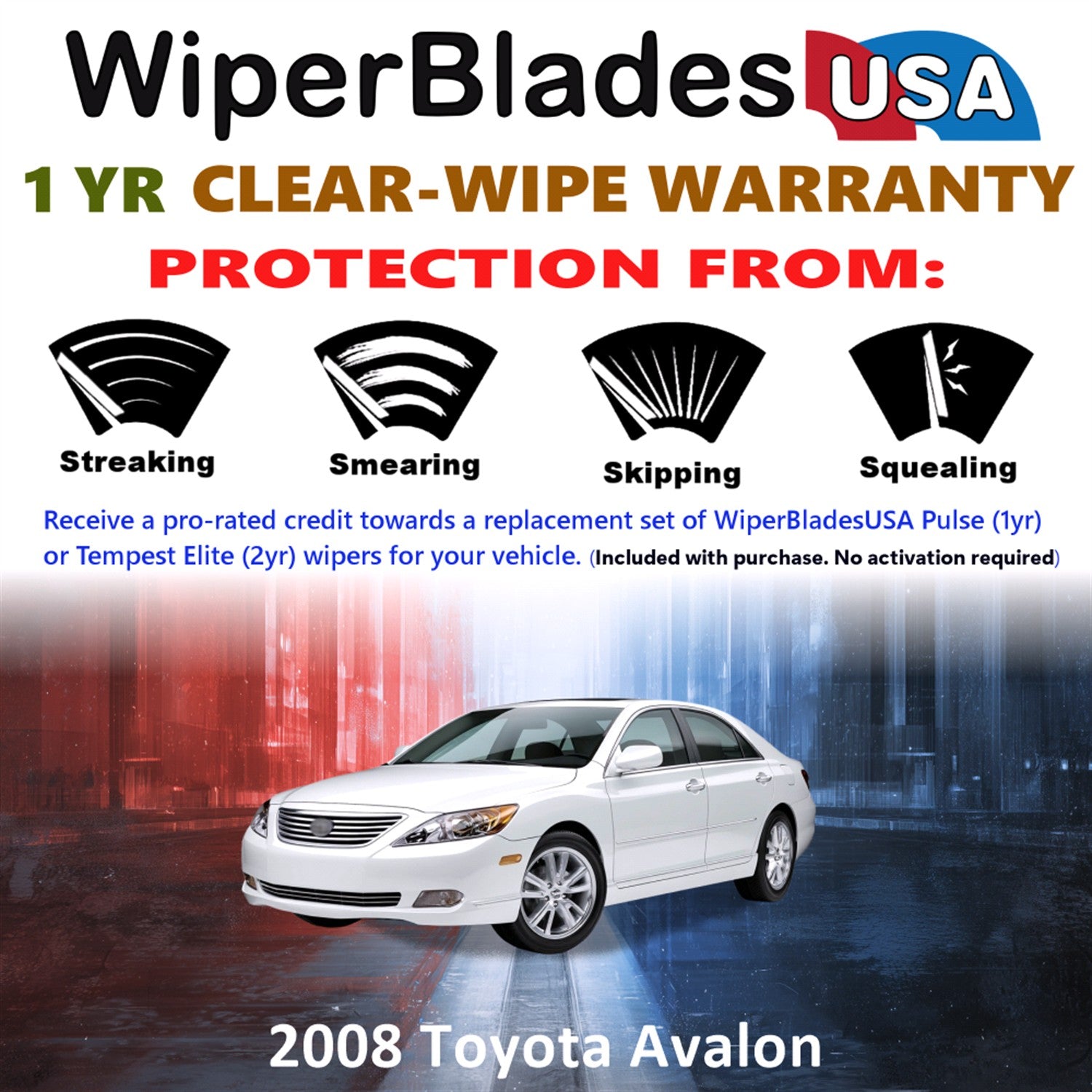 2008 Toyota Avalon Front Wiper blades Set Includes 1yr Wear Warranty & Free Delivery