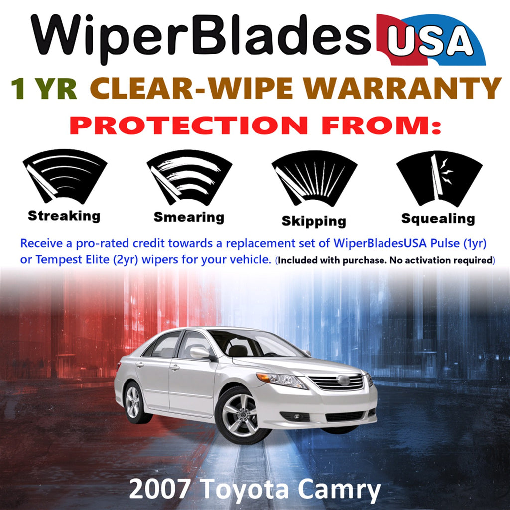 2007 Toyota Camry Front Wiper blades Set Includes 1yr Wear Warranty & Free Delivery