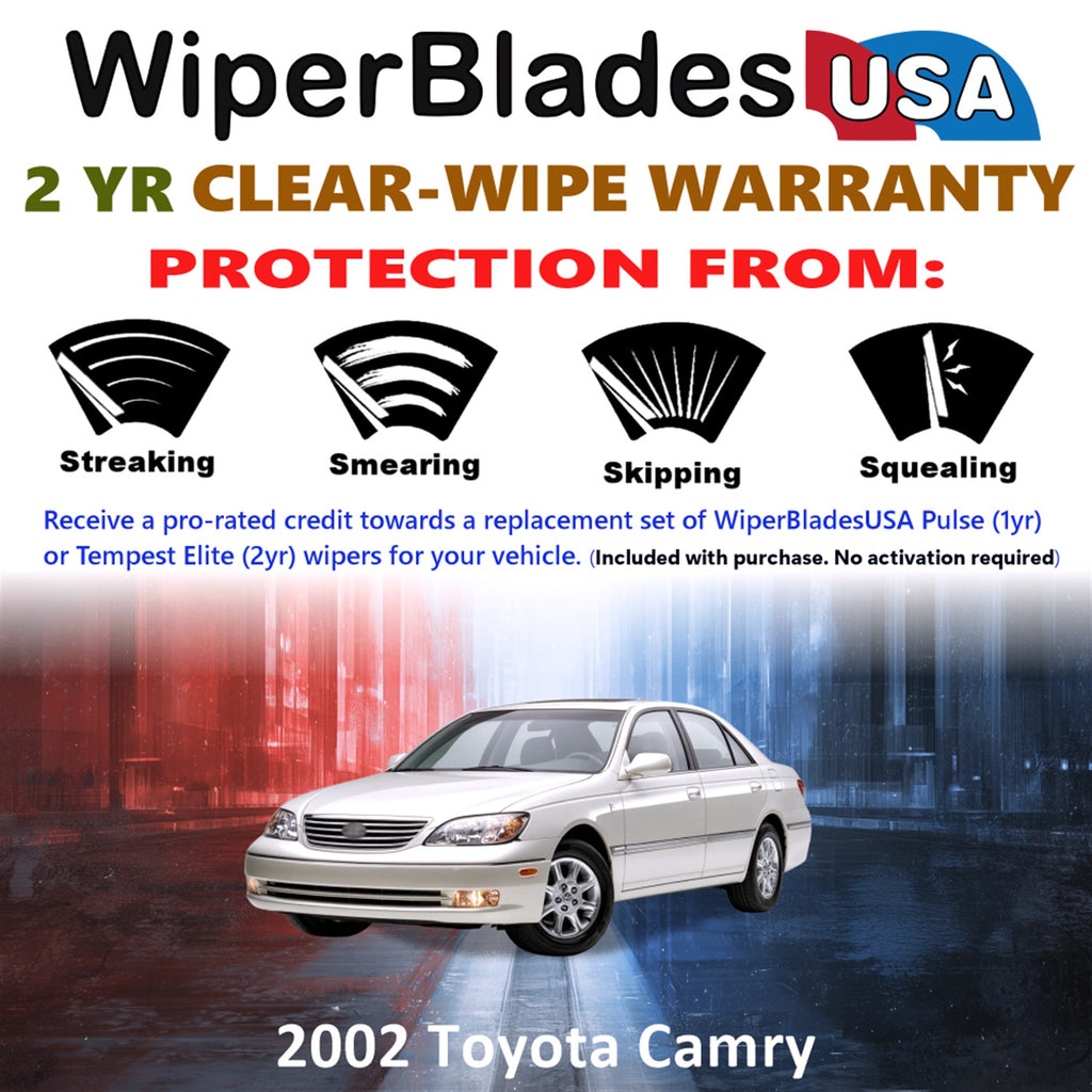 2002 Toyota Camry Front Wiper blades Set  Includes 2yr Wear Warranty & Free Delivery