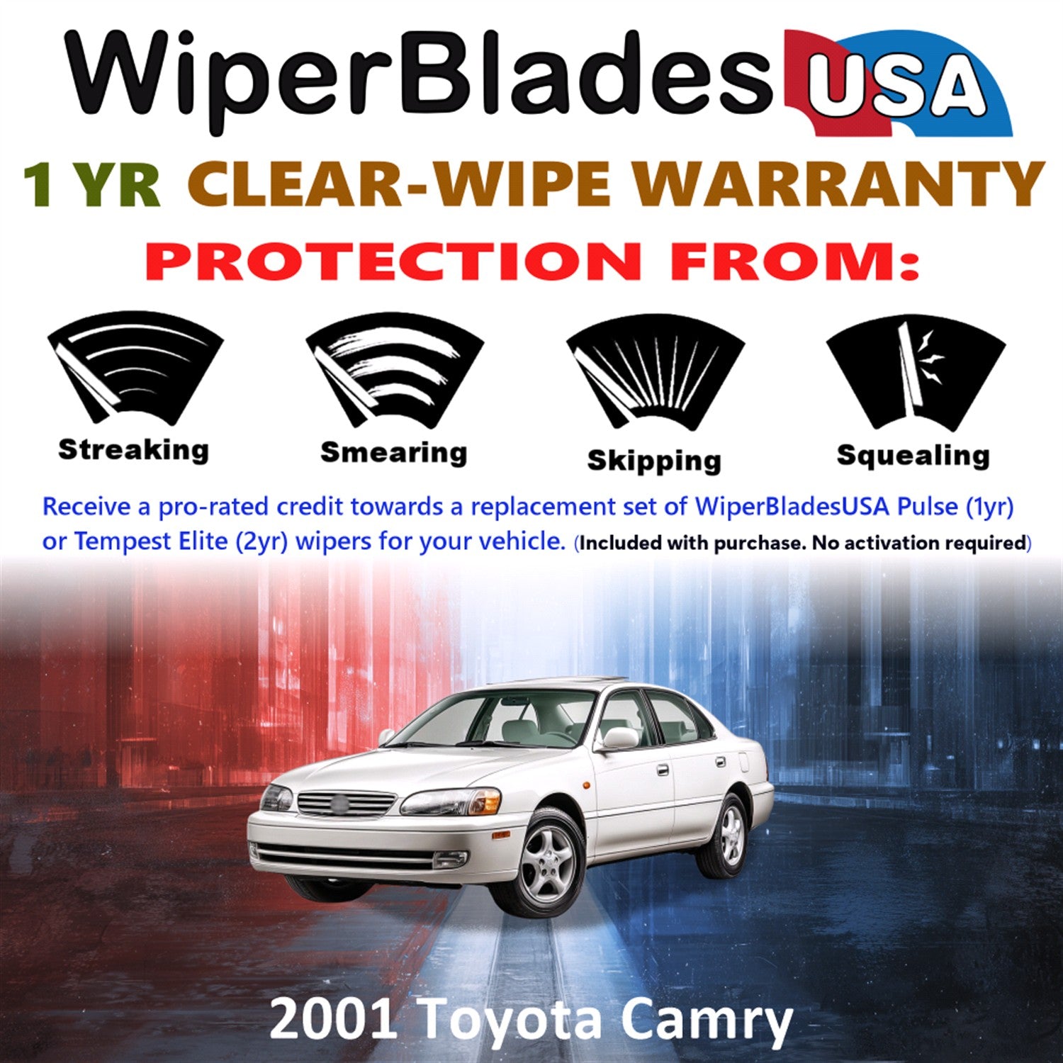 2001 Toyota Camry Front Wiper blades Set Includes 1yr Wear Warranty & Free Delivery