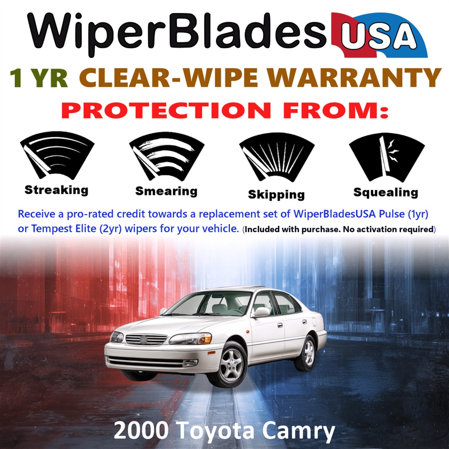 2000 Toyota Camry Front Wiper blades Set Includes 1yr Wear Warranty & Free Delivery
