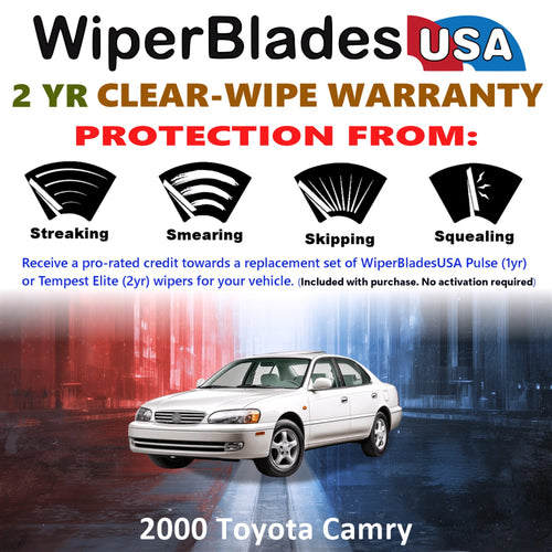 2000 Toyota Camry Front Wiper blades Set  Includes 2yr Wear Warranty & Free Delivery