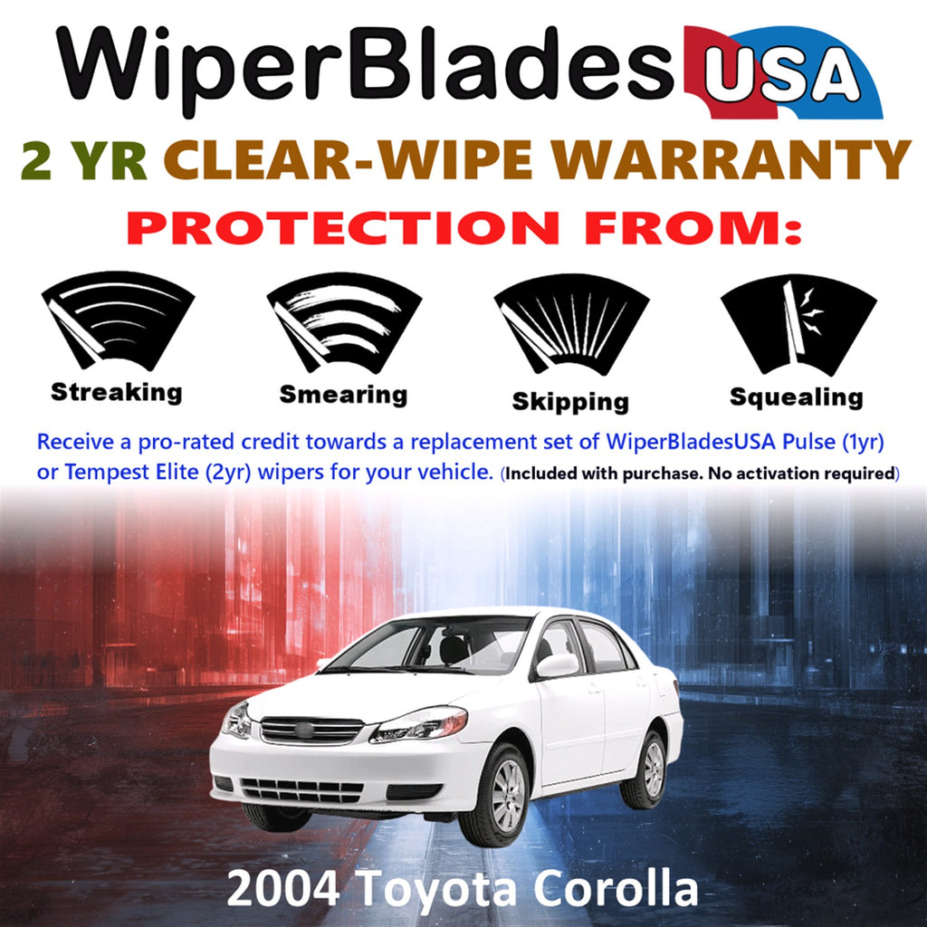 2004 Toyota Corolla Front Wiper blades Set  Includes 2yr Wear Warranty & Free Delivery