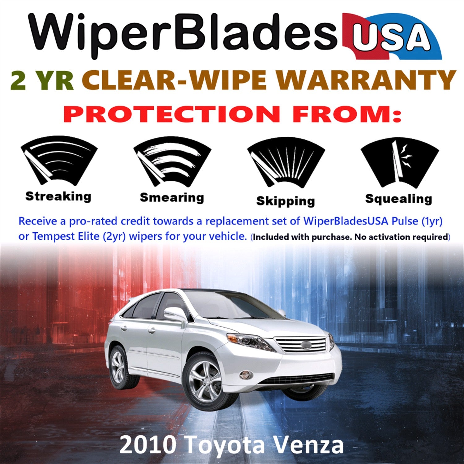 2010 Toyota Venza Front Wiper blades Set  Includes 2yr Wear Warranty & Free Delivery