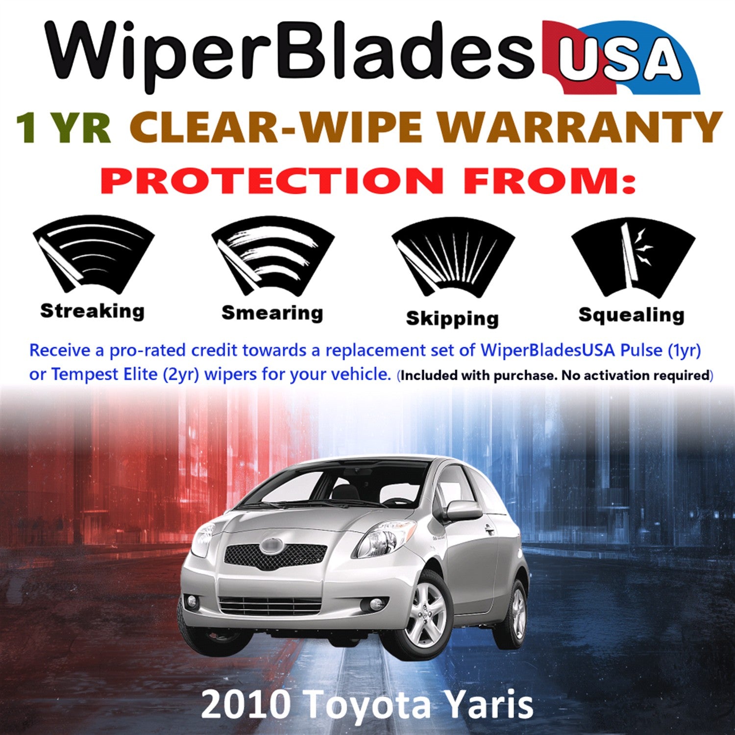 2010 Toyota Yaris Front Wiper blades Set Includes 1yr Wear Warranty & Free Delivery