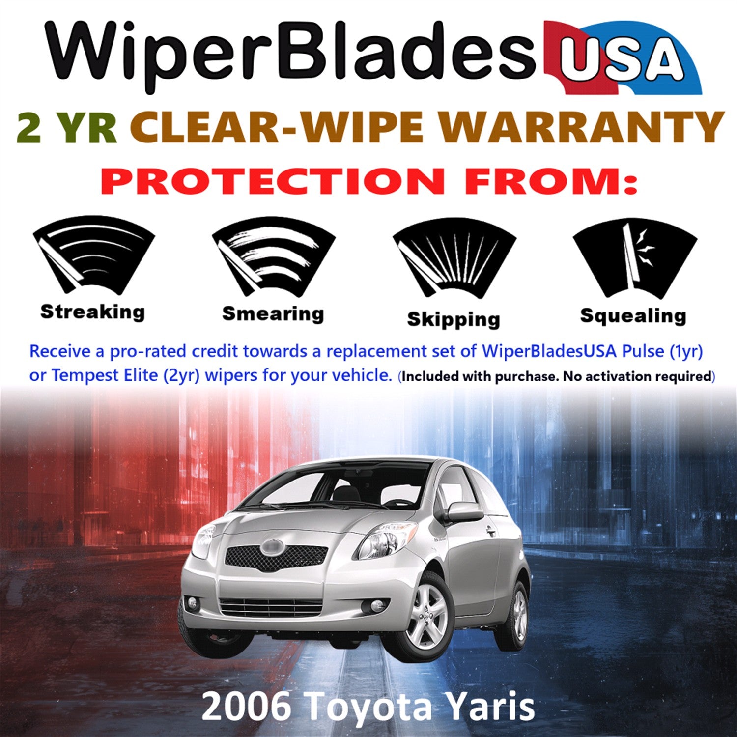 2006 Toyota Yaris Front Wiper blades Set  Includes 2yr Wear Warranty & Free Delivery